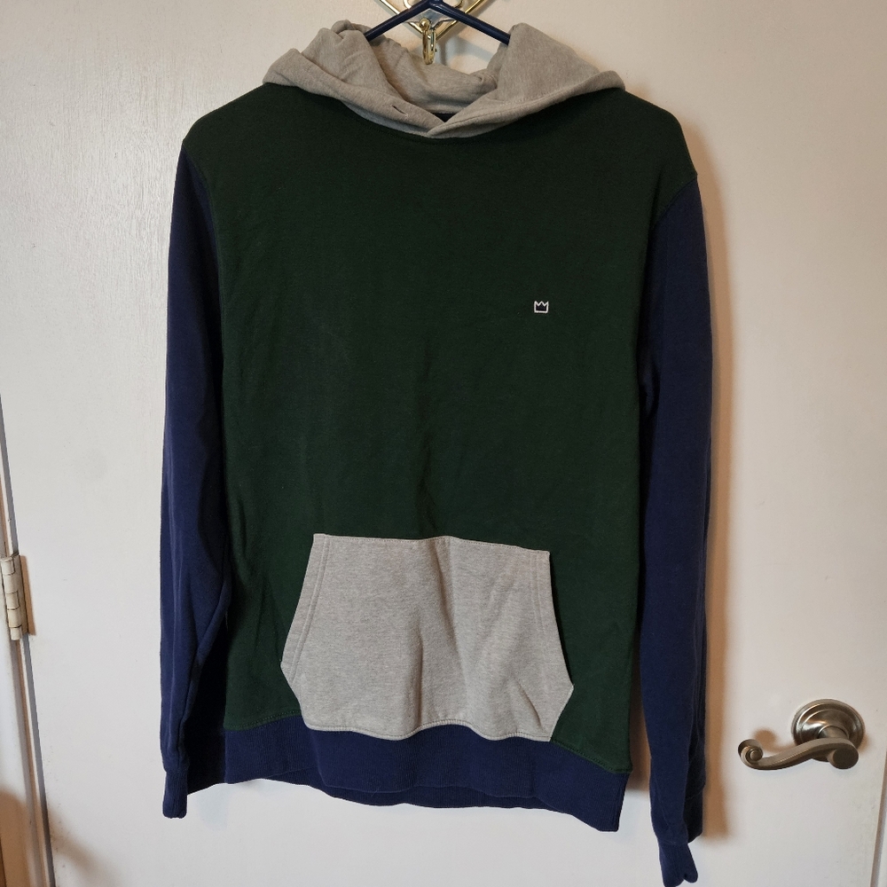 Crown & Ivy Color Block Green Blue And Grey Hoodie